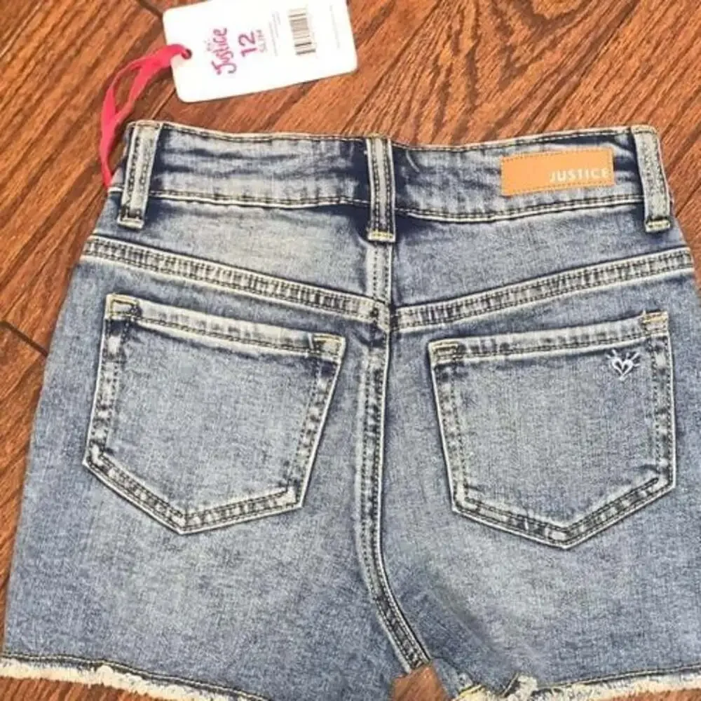 Justice Girls Mini Mom Denim Shorts Size‎ 12 Blue Jean Adjustable Waist NWT